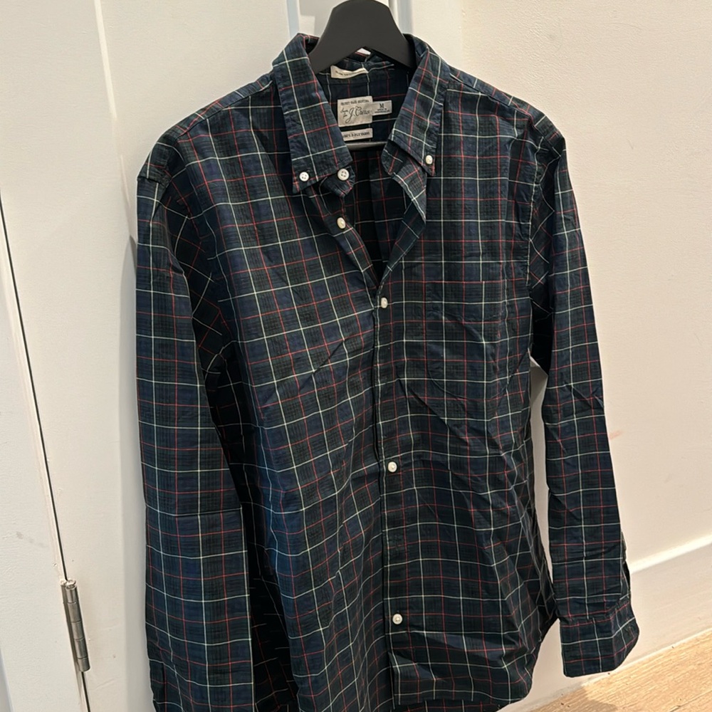 Men’s J Crew long sleeve shirt slim untucked medium  green blue pattern